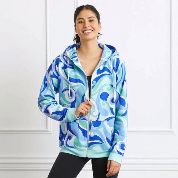 Hill House Womens Allie Zip Up Hooded Sweatshirt Size Small Ocean Kaleidoscope - Picture 1 of 15